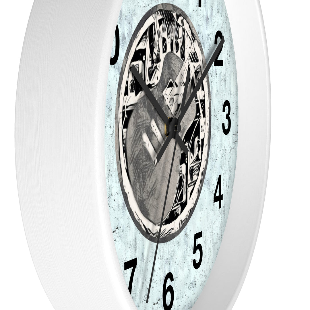 Grey Little Sketchy Guitar onTextured Blue Wall Clock