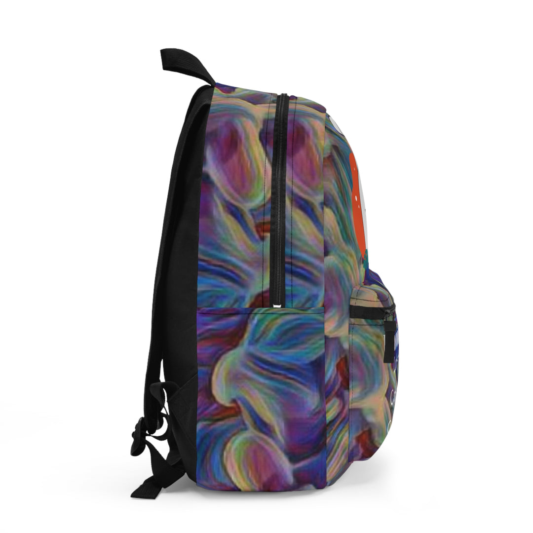 Cat-tastrophic Carpet Calamity Cat purple haze & Turquoise Clouds Backpack