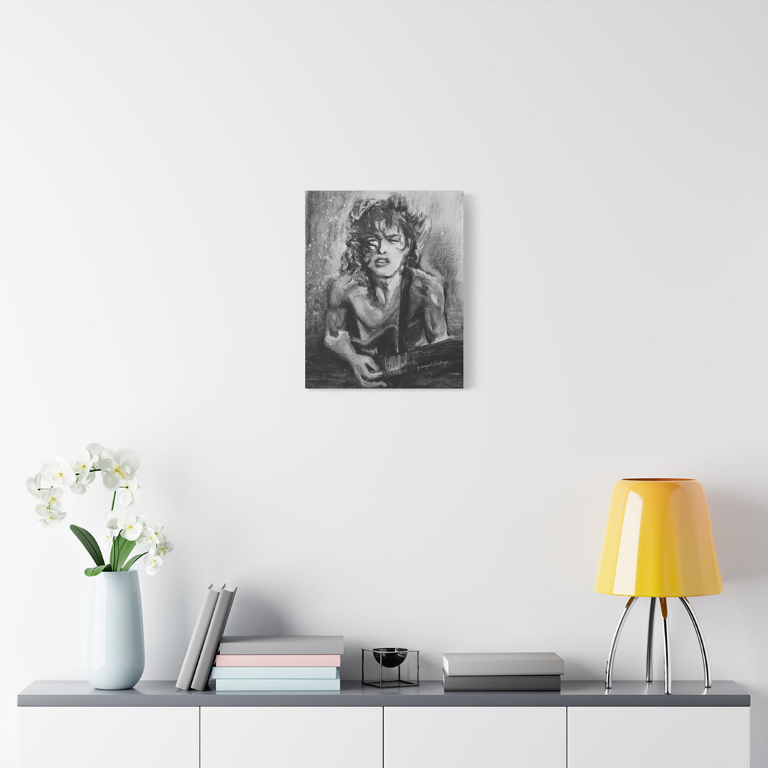 Angus Young, B&W  Rock and Roll Series Matte Canvas, Stretched, 1.25"
