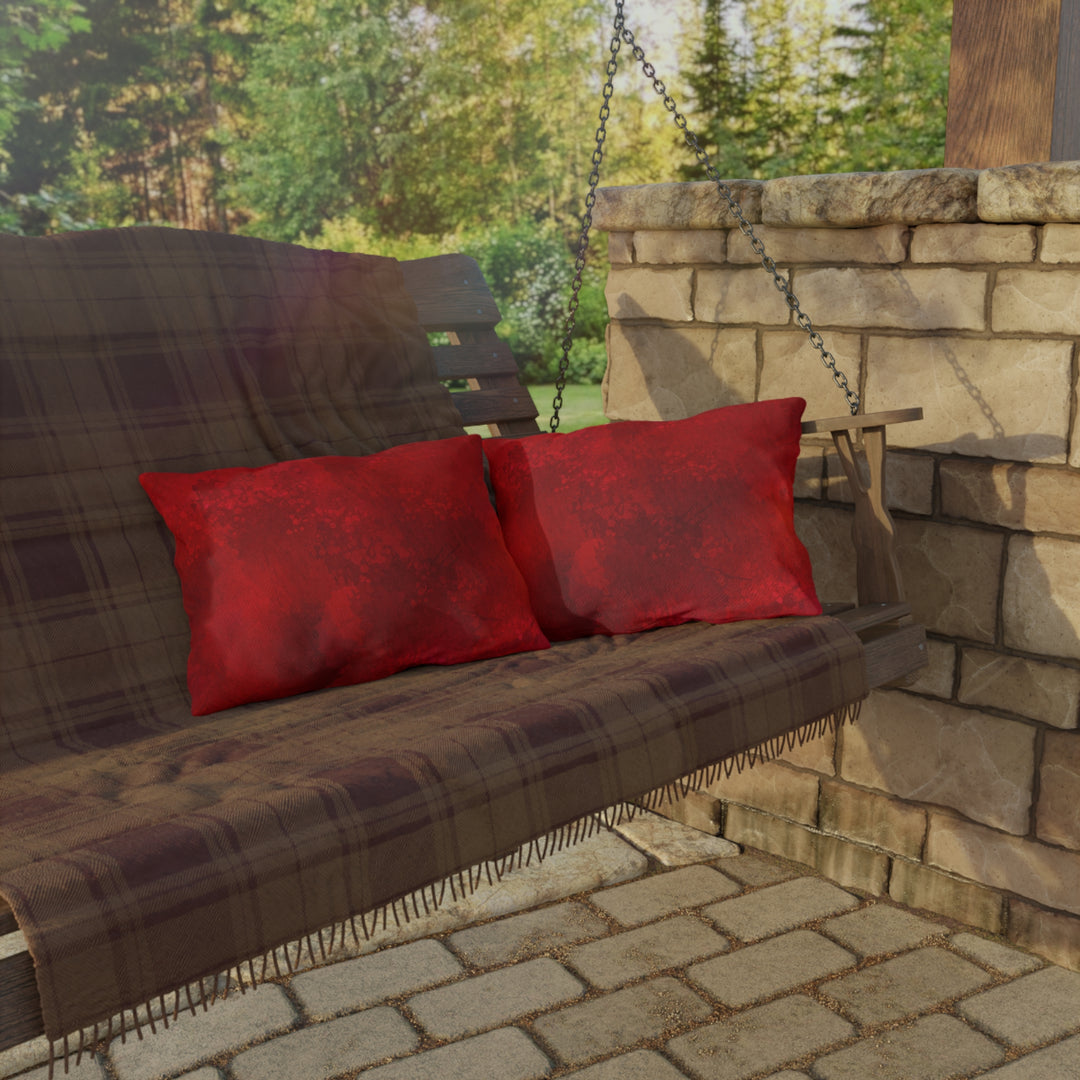 Marbled Deep Red Outdoor Pillows