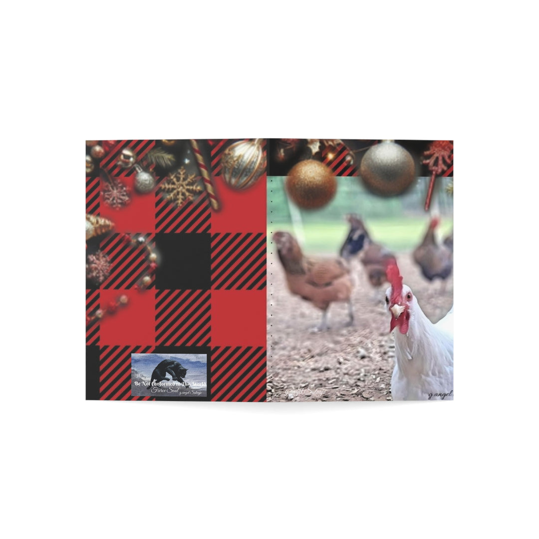 Chicken House Narratives Christmas Greeting Cards - Nosey Blanche and the Shopping Hen Party Design (Greeting Cards)