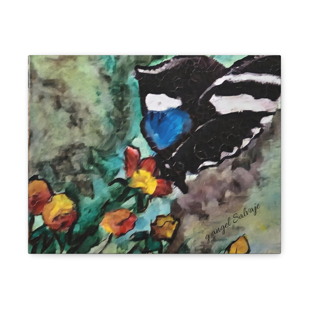 Canvas Print - Swallowtail Butterfly and Flower Painting by G Angel Salvaje