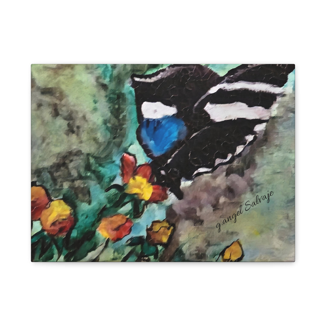 Canvas Print - Swallowtail Butterfly and Flower Painting by G Angel Salvaje