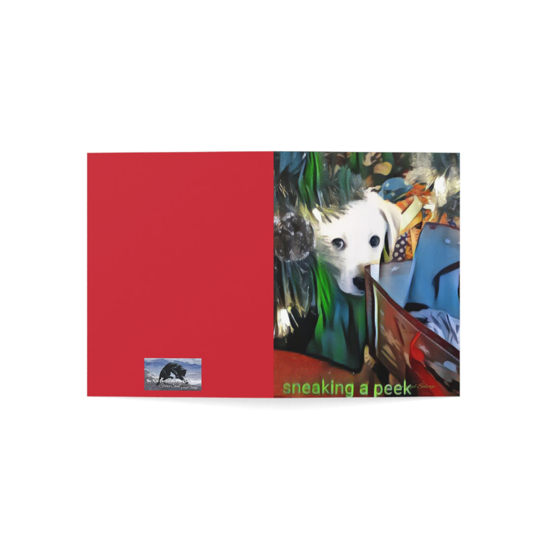 CHRISTMAS Greeting Cards -Lou's Sneaky Peek Design (1, 10, 30, and 50pcs)