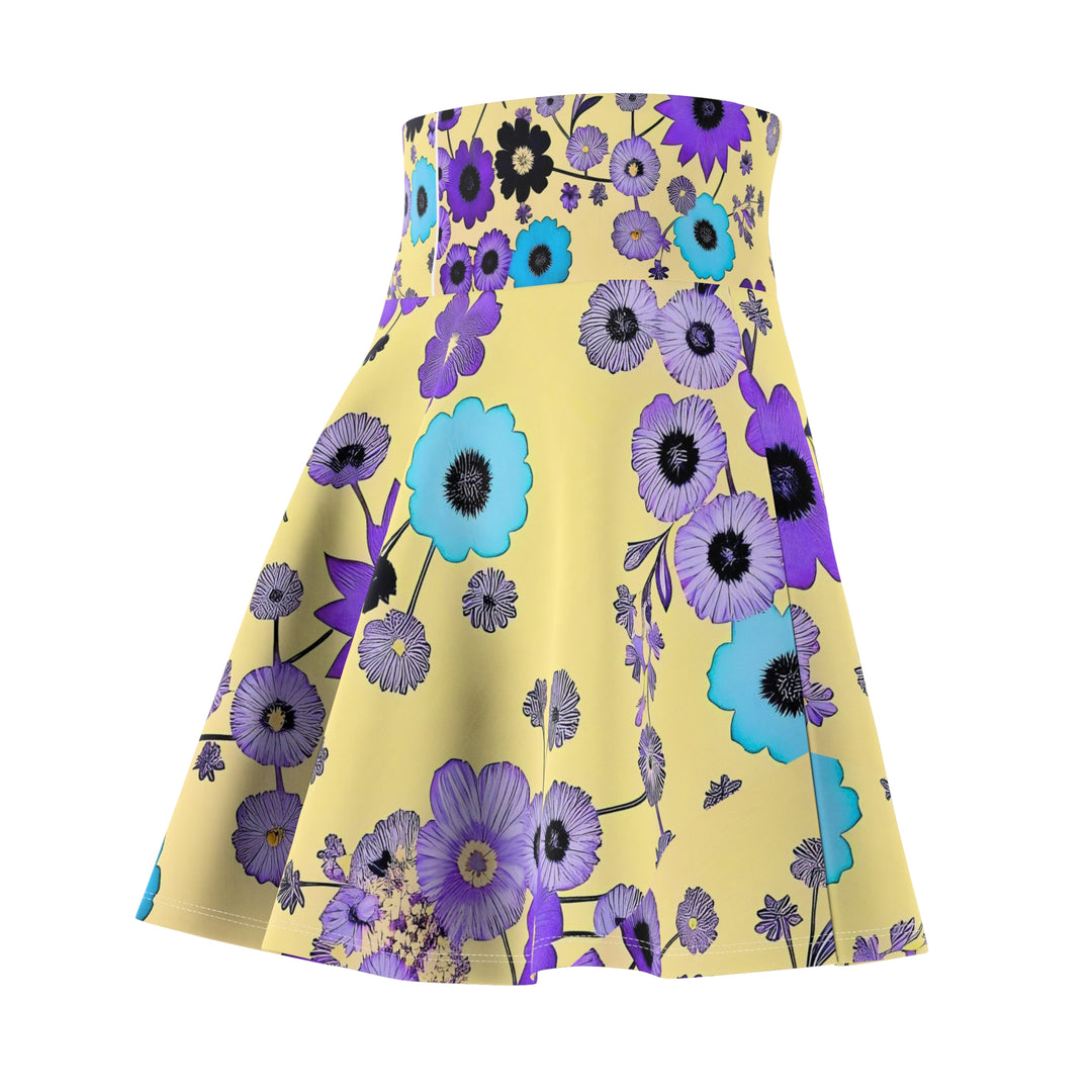 Purple Flowers Dancing on Sunshine Women's Skater Skirt (AOP)