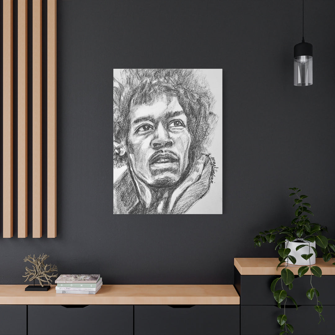 Jimi Hendrix,  B&W Rock and Roll Series Matte Canvas, Stretched, 1.25"