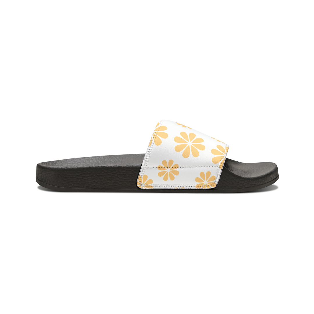 Yellow Flowers Youth PU Slide Sandals