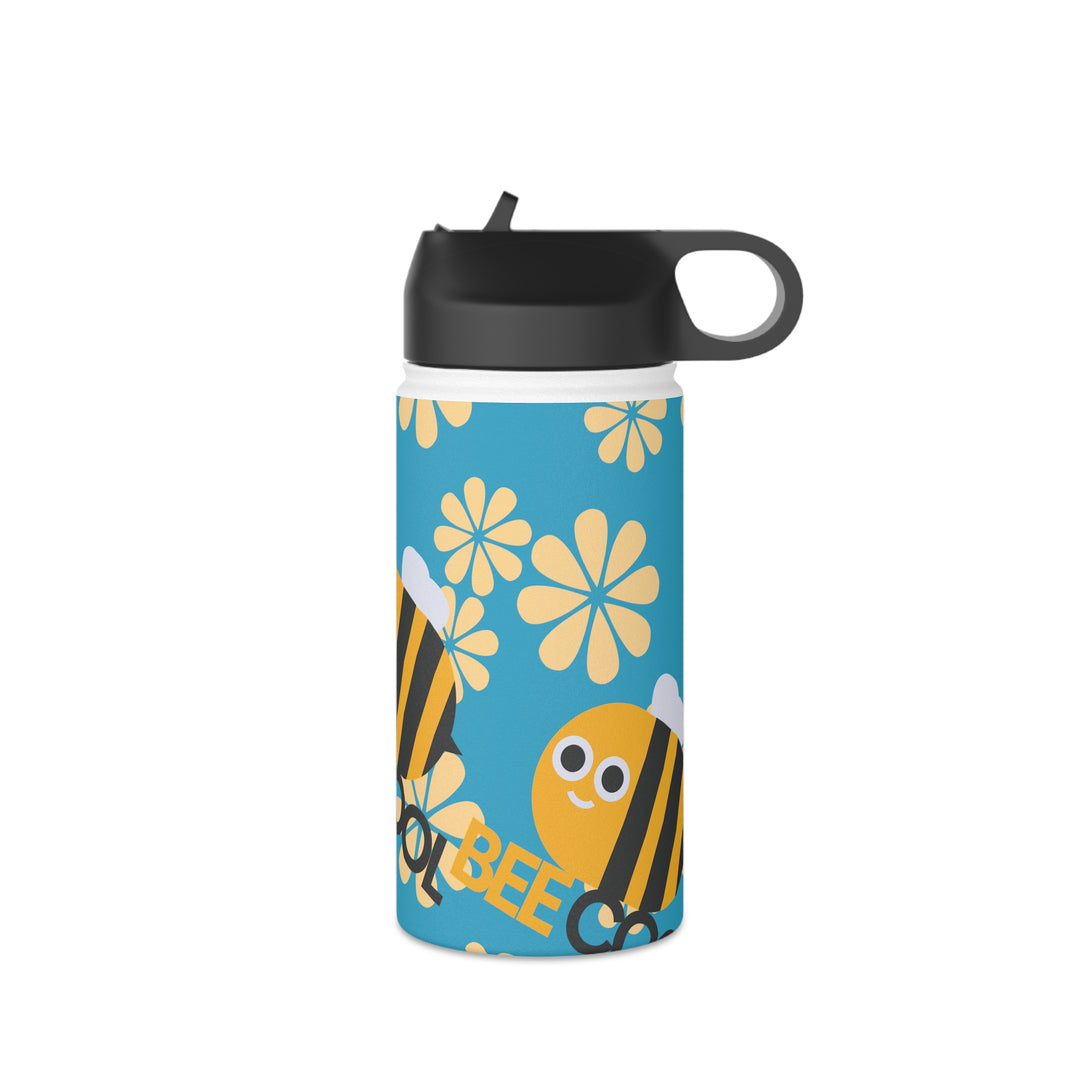 Bee Cool with Yellow Flowers Stainless Steel Water Bottle, Standard Lid