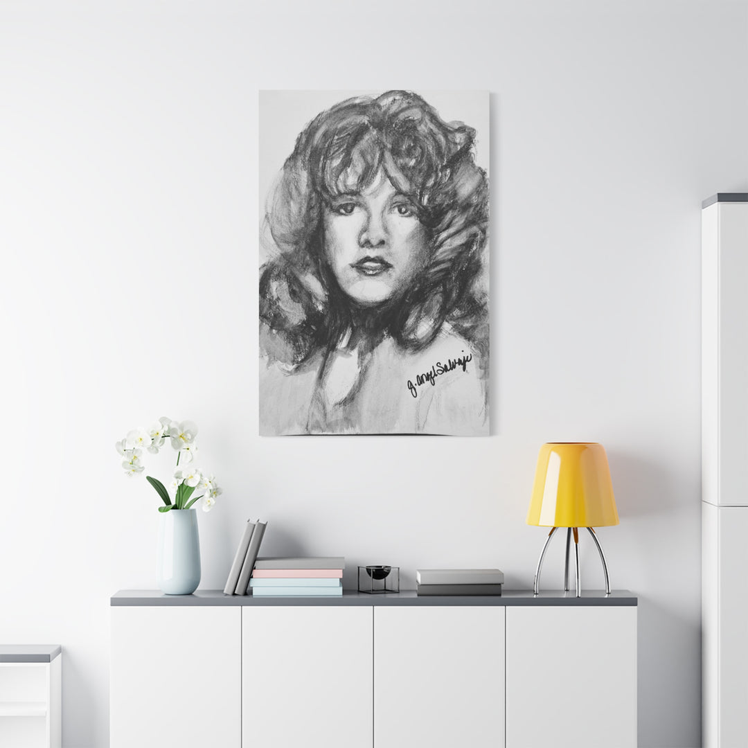 Stevie Nicks, B&W Rock and Roll Series,  Matte Canvas, Stretched, 1.25"