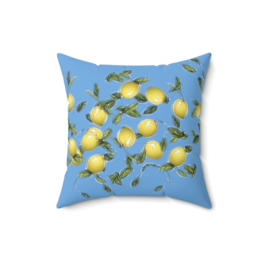 Bunches of Lemons on blue Faux Suede Square Pillow