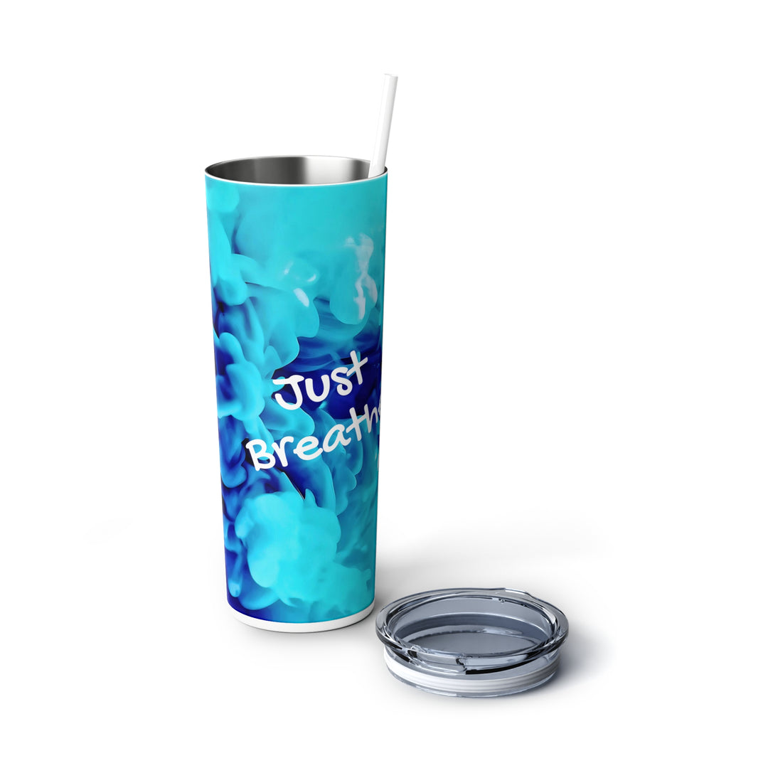 Just Breathe Skinny Steel Tumbler with Straw, 20oz