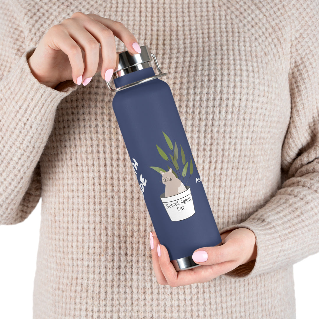 Secret Agent Cat Copper Vacuum Insulated Bottle, 22oz