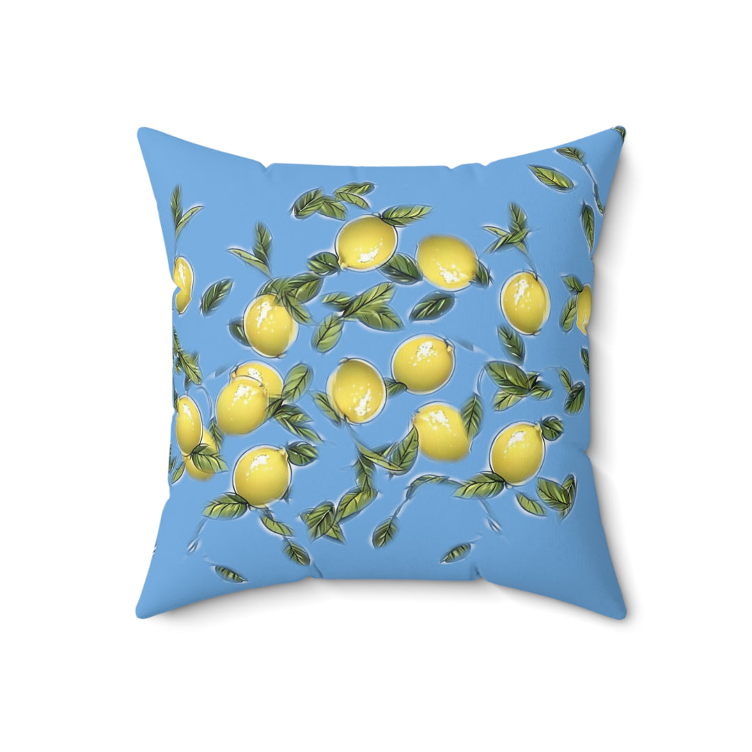 Bunches of Lemons on blue Faux Suede Square Pillow