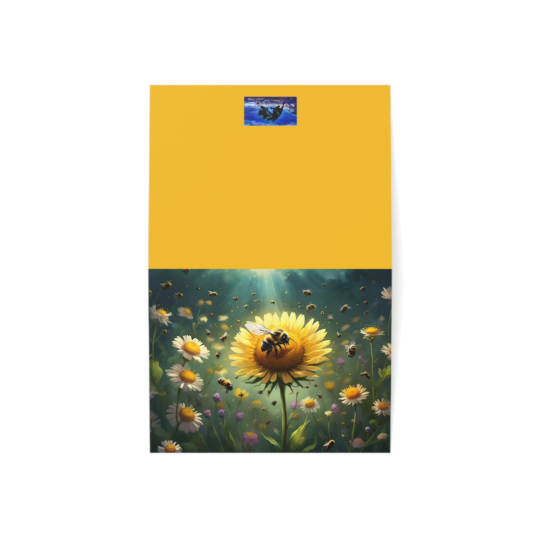 Sunny Floral Greeting Cards - Bee Themed Nature Love Notes, Blank Card Set for All Occasions, Birthday, Thank You, Spring Gift