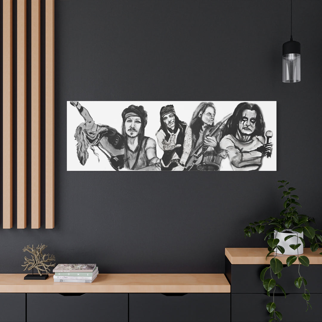 Canvas Wall Art - Alice Cooper and Guitarists Black and White Rock and Roll Series Painting