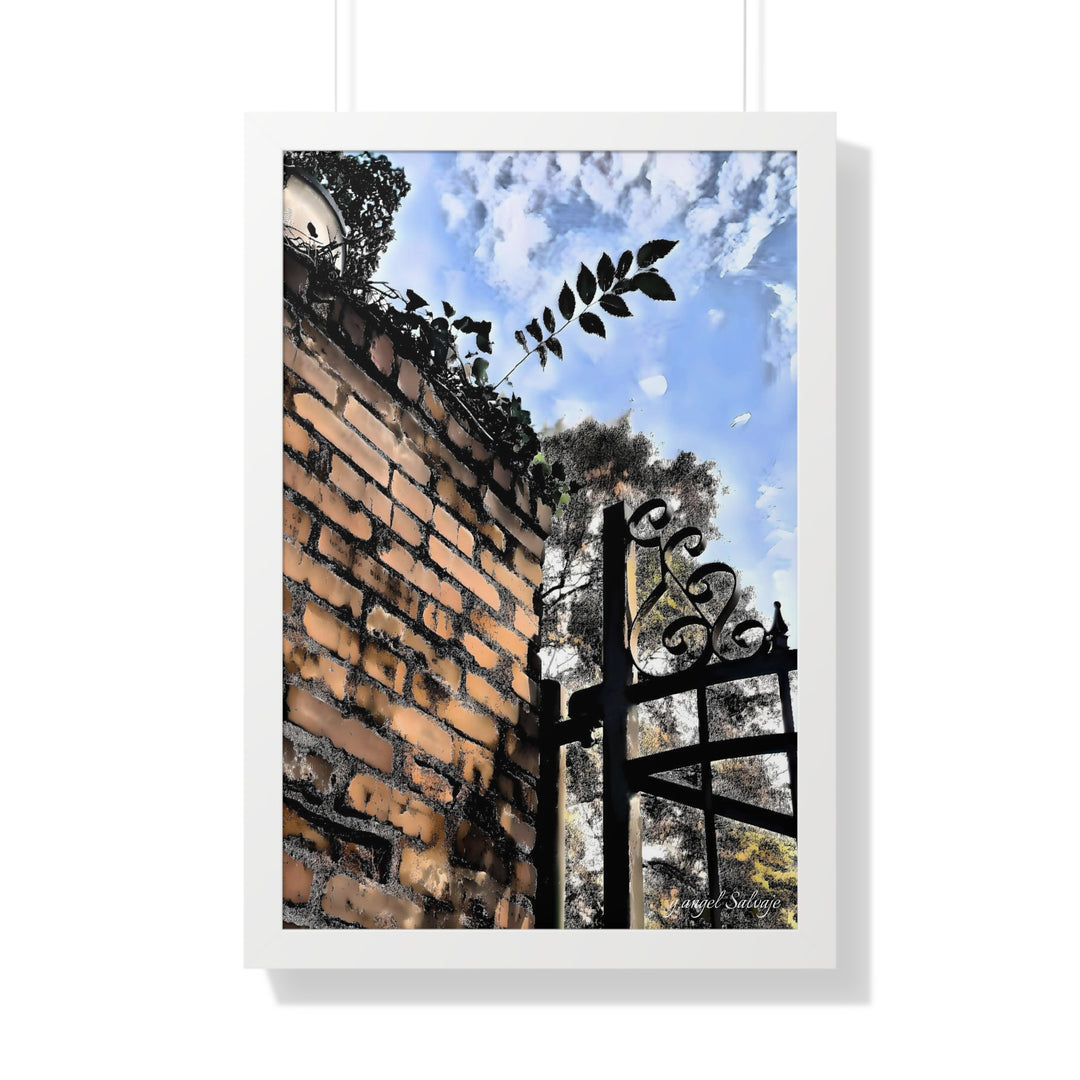 An Ivy Green Sky Framed Vertical Poster