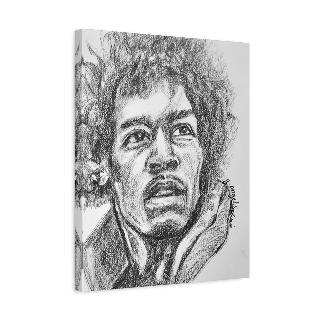 Jimi Hendrix,  B&W Rock and Roll Series Matte Canvas, Stretched, 1.25"