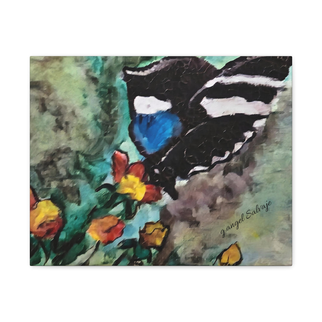 Canvas Print - Swallowtail Butterfly and Flower Painting by G Angel Salvaje