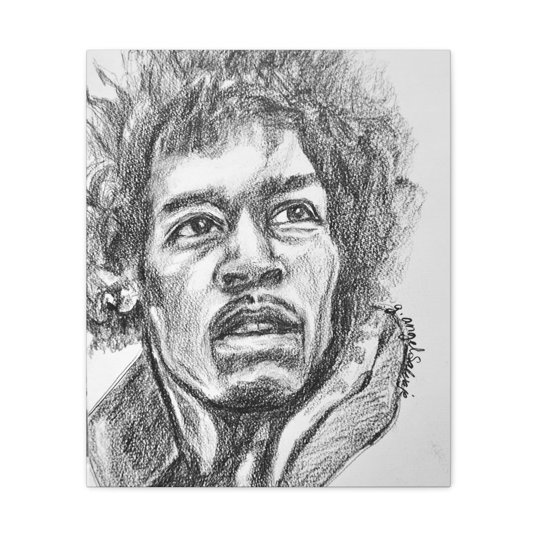 Jimi Hendrix,  B&W Rock and Roll Series Matte Canvas, Stretched, 1.25"