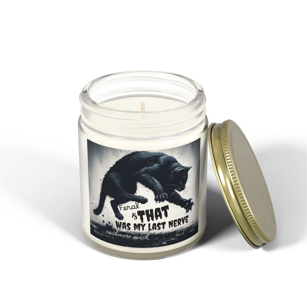 Scented Candle - Cashmere Musk Feral Cat Pouncing Design