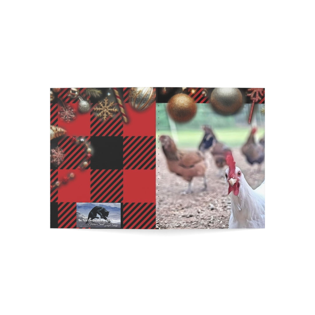 Chicken House Narratives Christmas Greeting Cards - Nosey Blanche and the Shopping Hen Party Design (Greeting Cards)