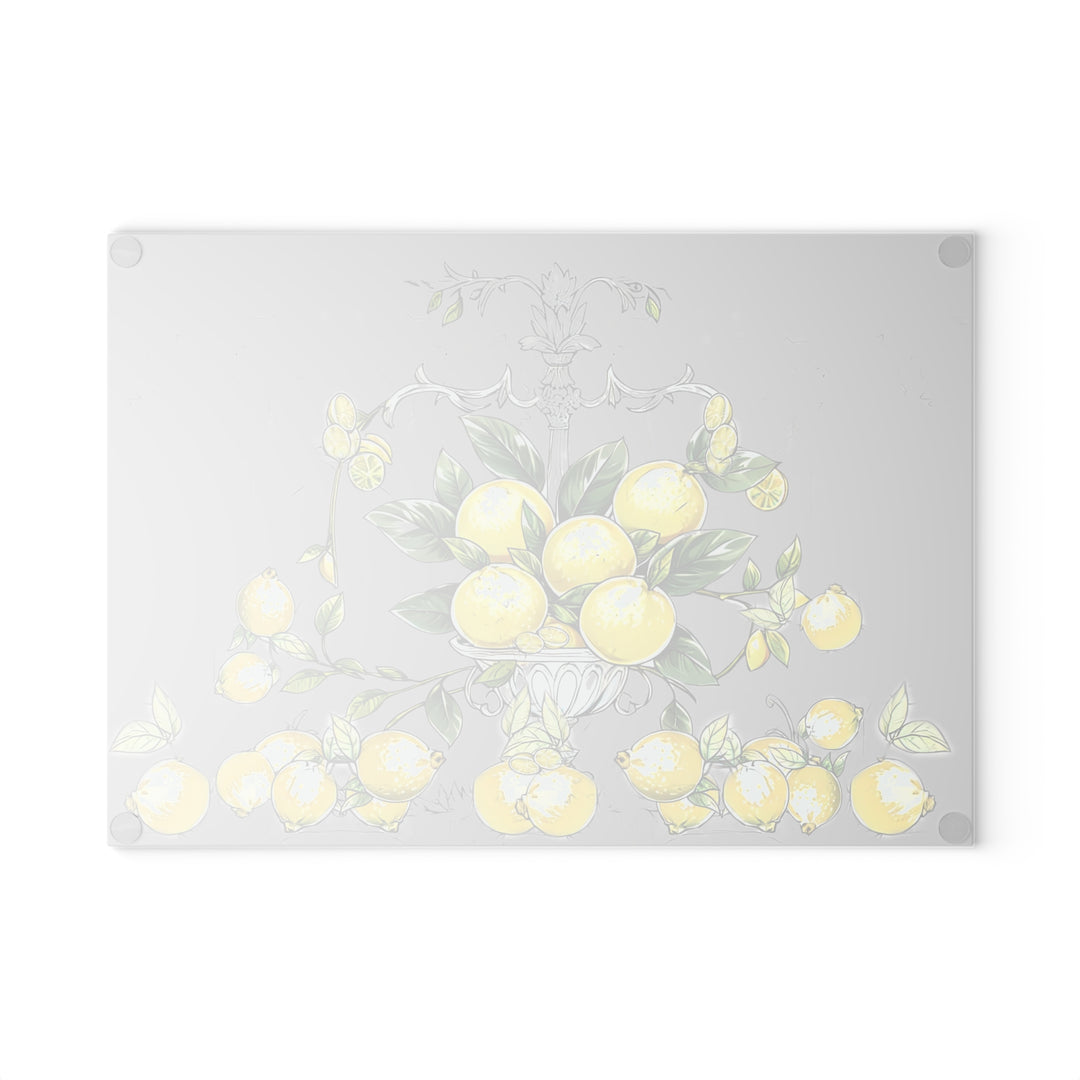 Grey Bunches of Lemons Centerpiece Glass Cutting Board