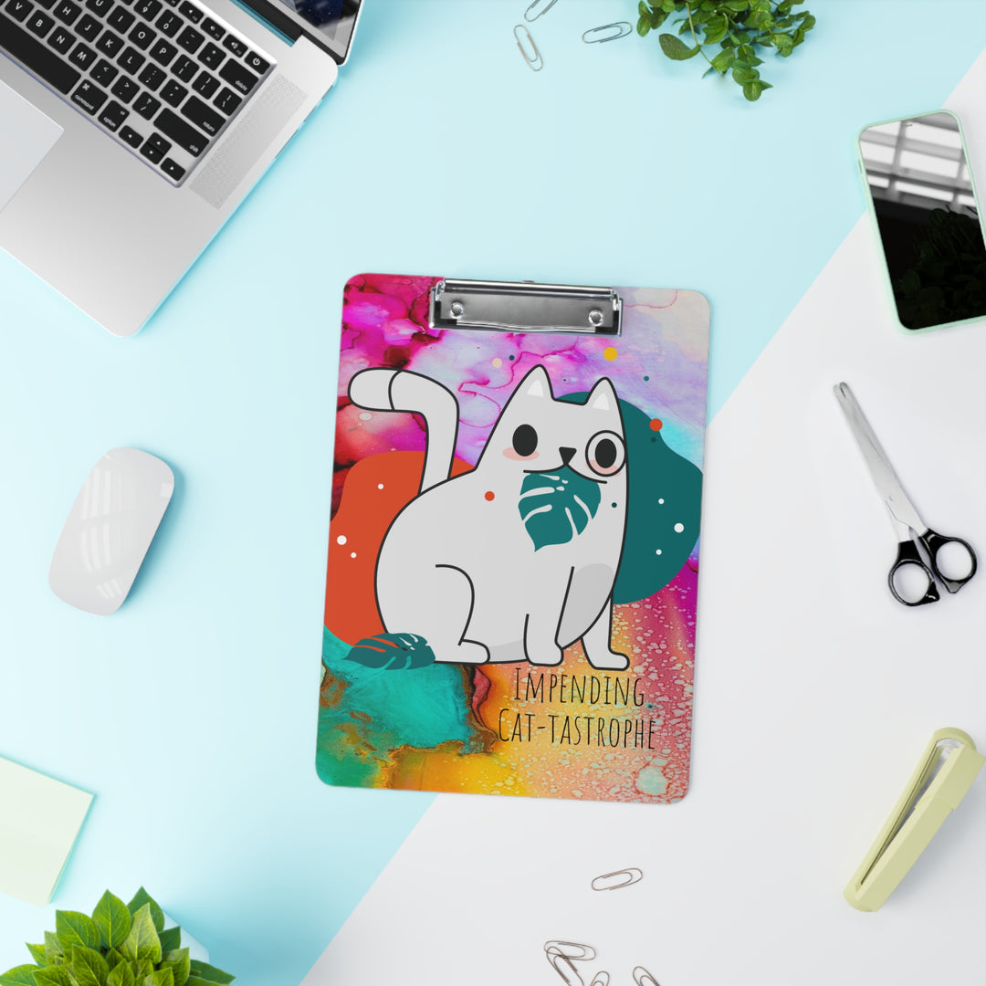 Impending Cat-tastrophe Color Swirl Clipboard