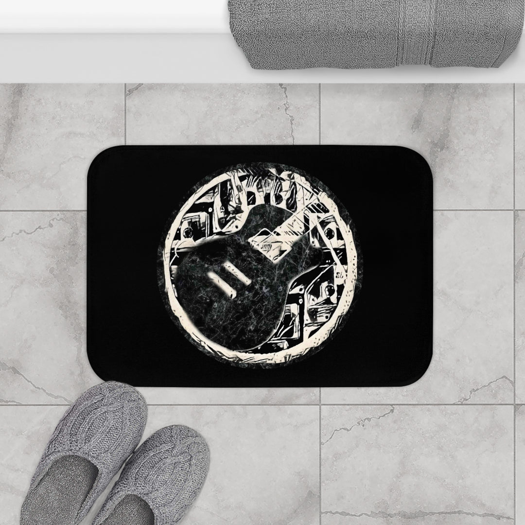 Black Marbled Guitar Bath Mat