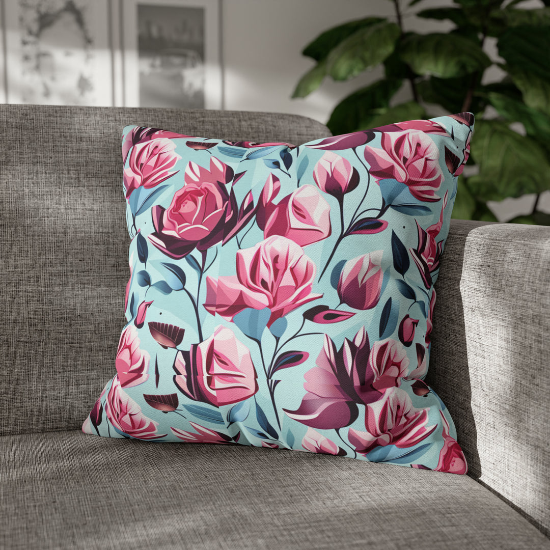 Roses are Pink small print  Spun Polyester Square Pillow Case
