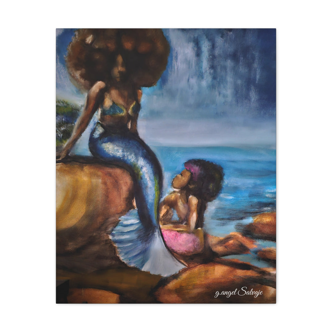 Canvas Print - Mermaid and Child Seaside Art