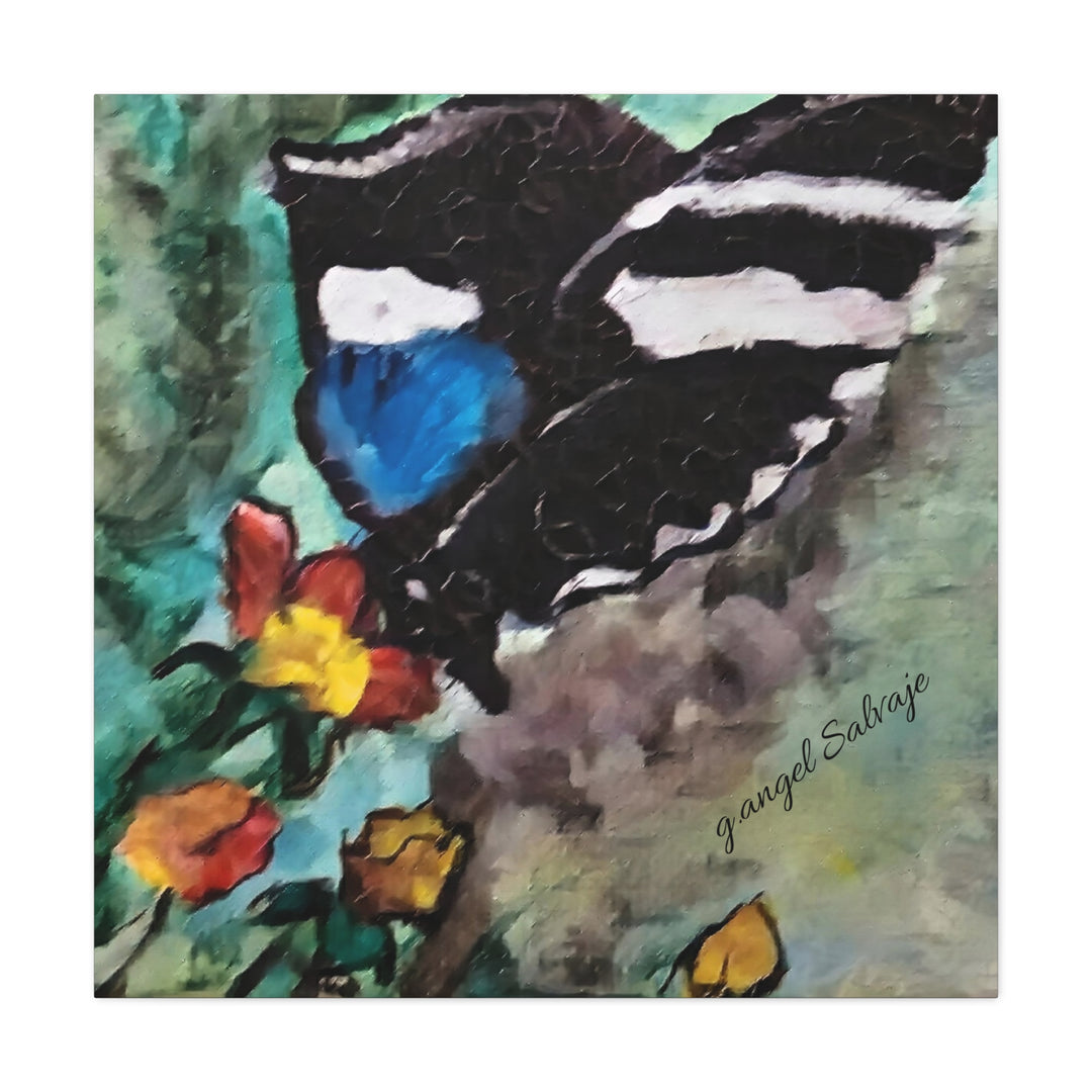 Canvas Print - Swallowtail Butterfly and Flower Painting by G Angel Salvaje