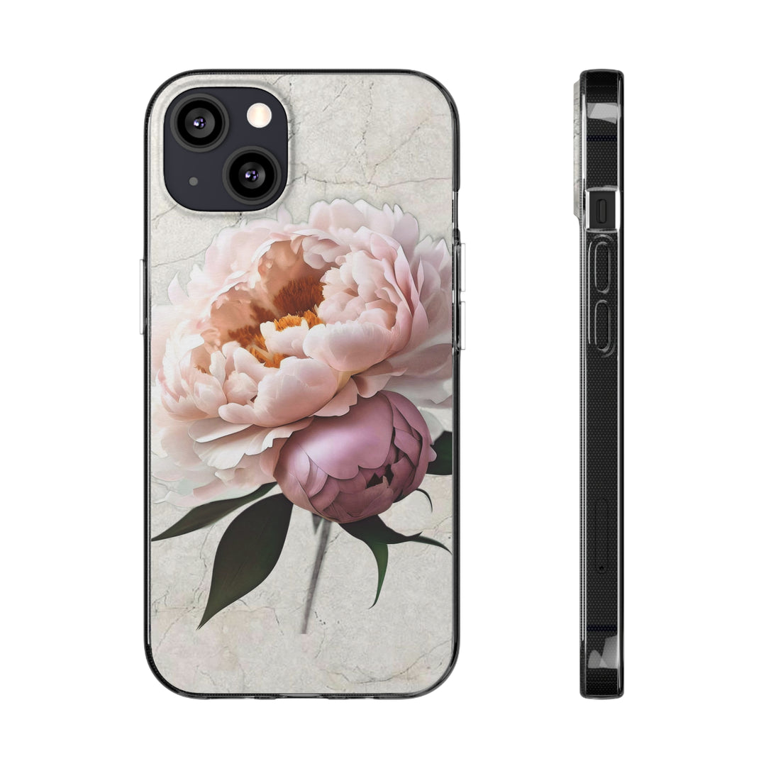 Peony on Marble  Soft Phone Cases