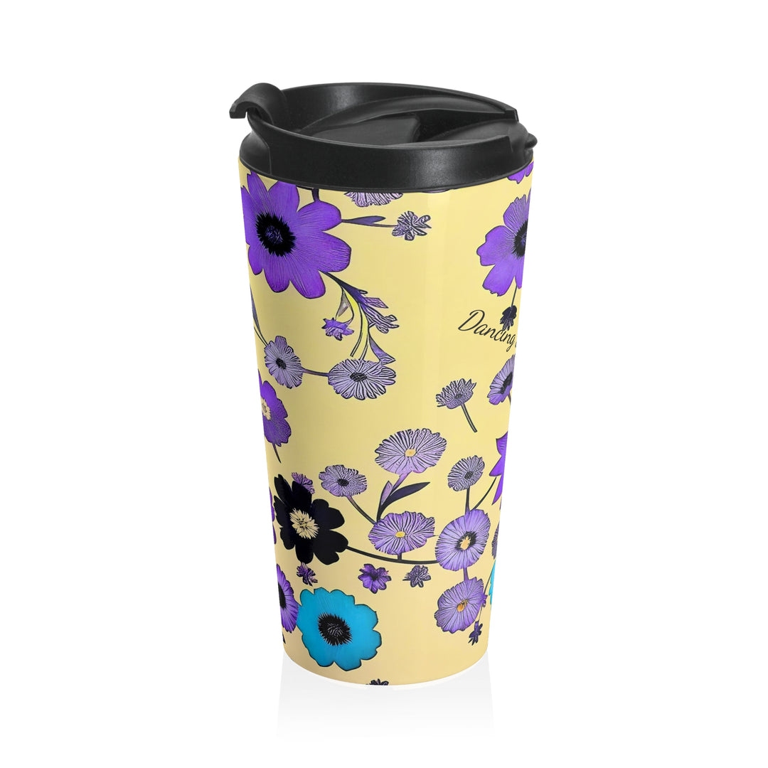Purple. FLOWERS Dancing on Sunshine Stainless Steel Travel Mug