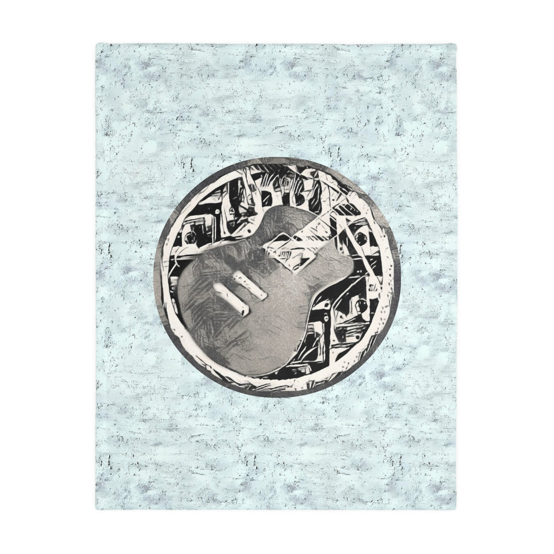 Grey Little Sketchy on Textured Blue Velveteen Minky Blanket (Two-sided print)