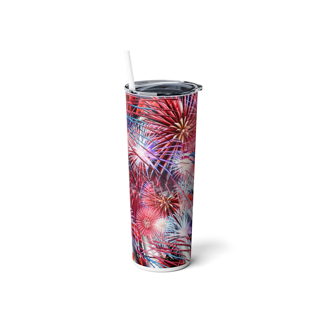 Fireworks Skinny Steel Tumbler with Straw, 20oz