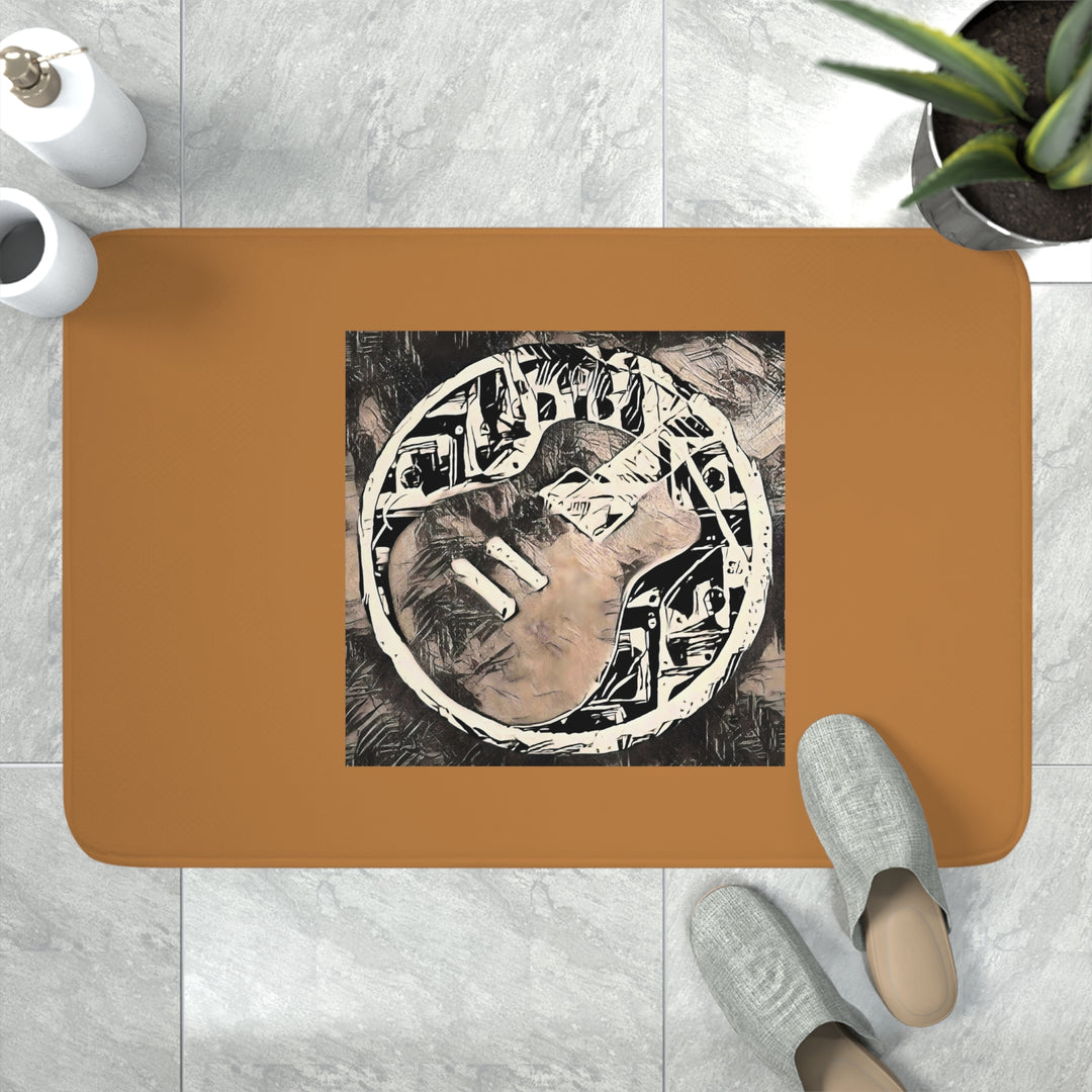 A Little Sketchy with Background Light Umber  Memory Foam Bath Mat