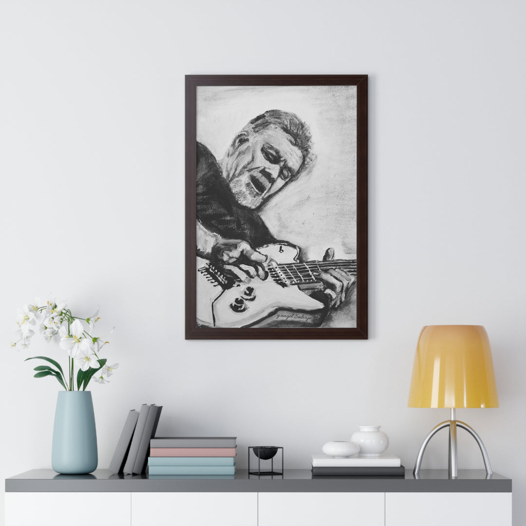 Vertical Poster, Eddie Van Halen Black and White Portrait