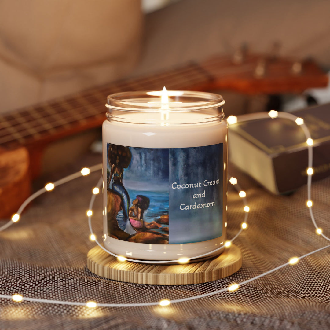 Coconut Cream and Cardamom Scented Soy Candle - Mermaid and Child