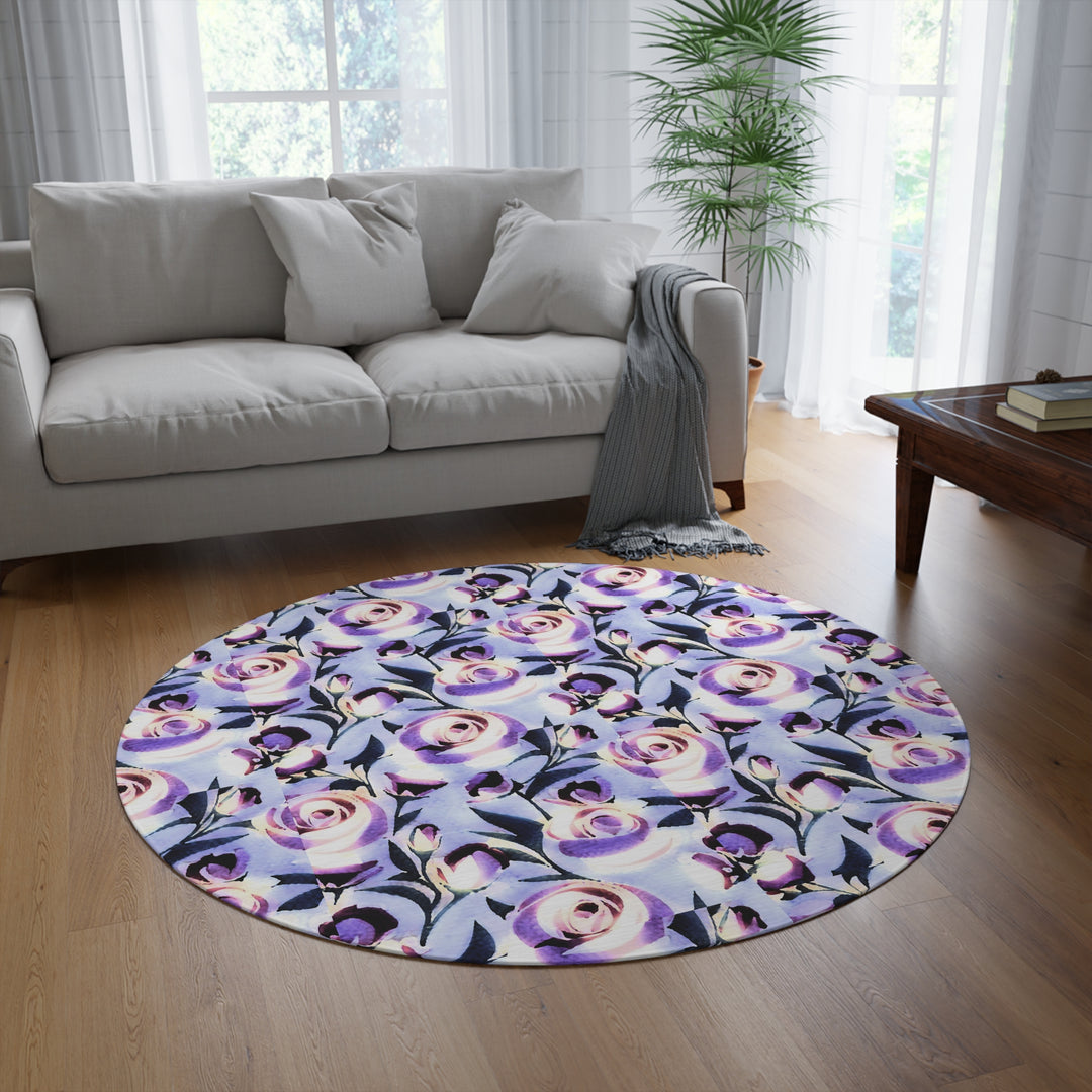 Lavender Roses Round Rug