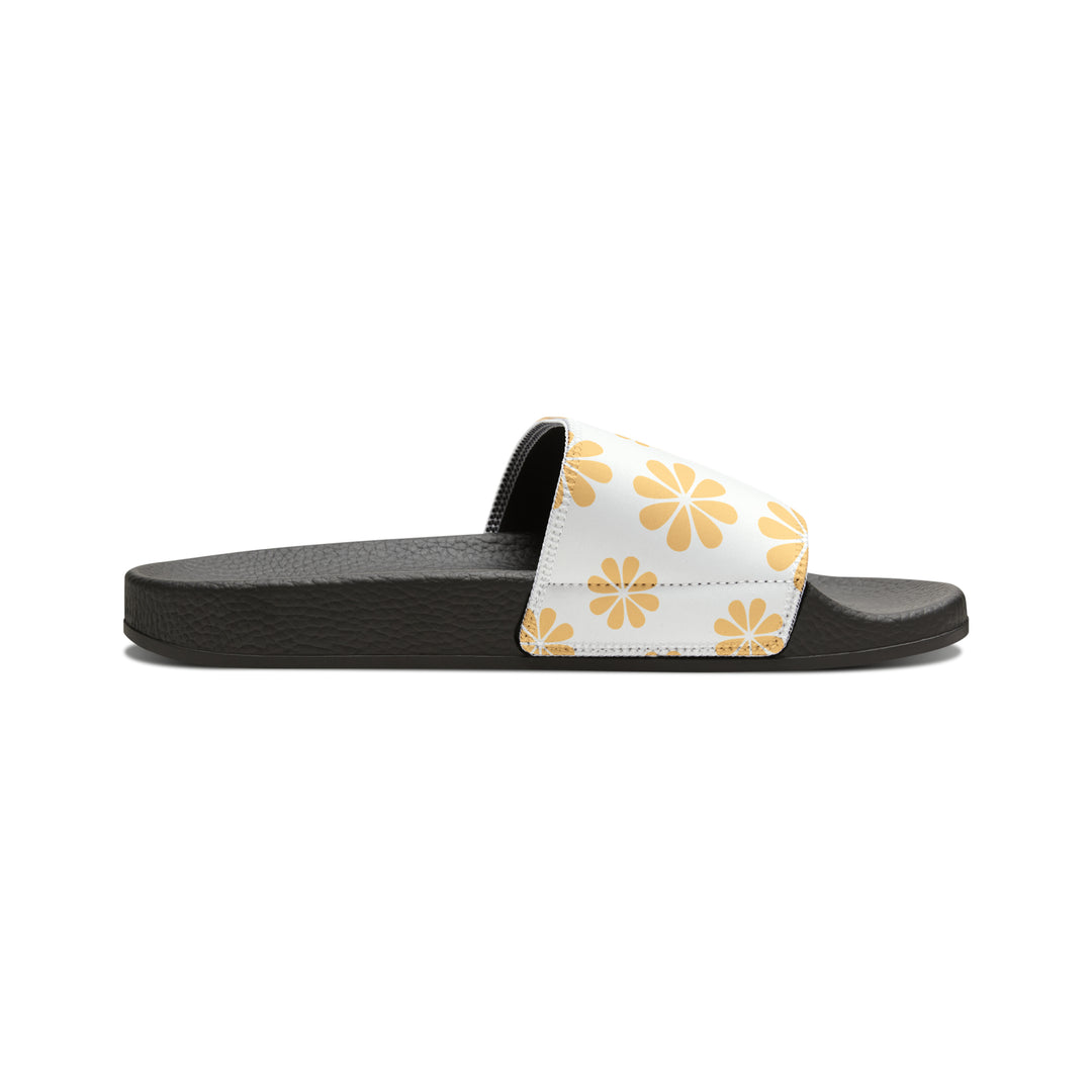 Yellow Flowers Youth PU Slide Sandals