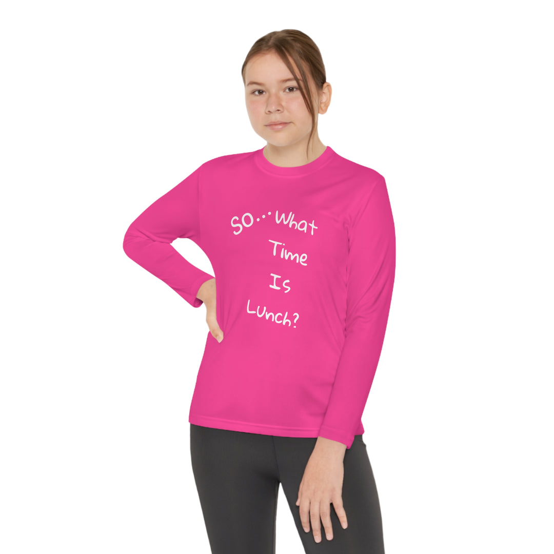What time is lunch? Youth Long Sleeve Competitor Tee