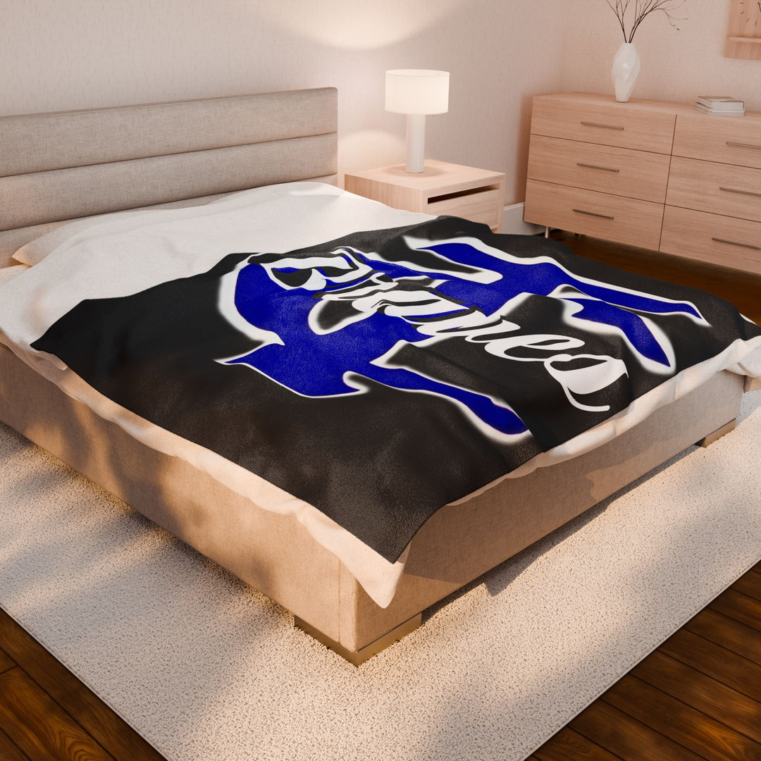 Black Plush Blanket - Tishomingo County High School Braves Design