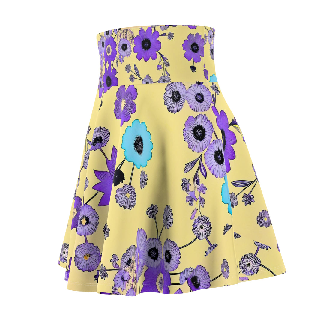 Purple Flowers Dancing on Sunshine Women's Skater Skirt (AOP)
