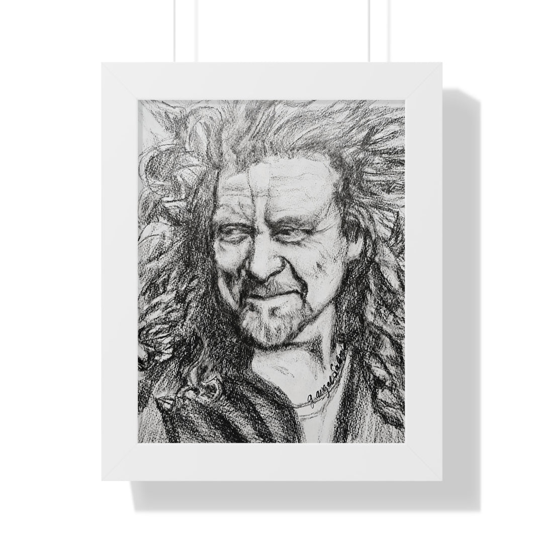 Vertical Poster - Robert Plant B&W Rock and Roll Series Framed Art Print