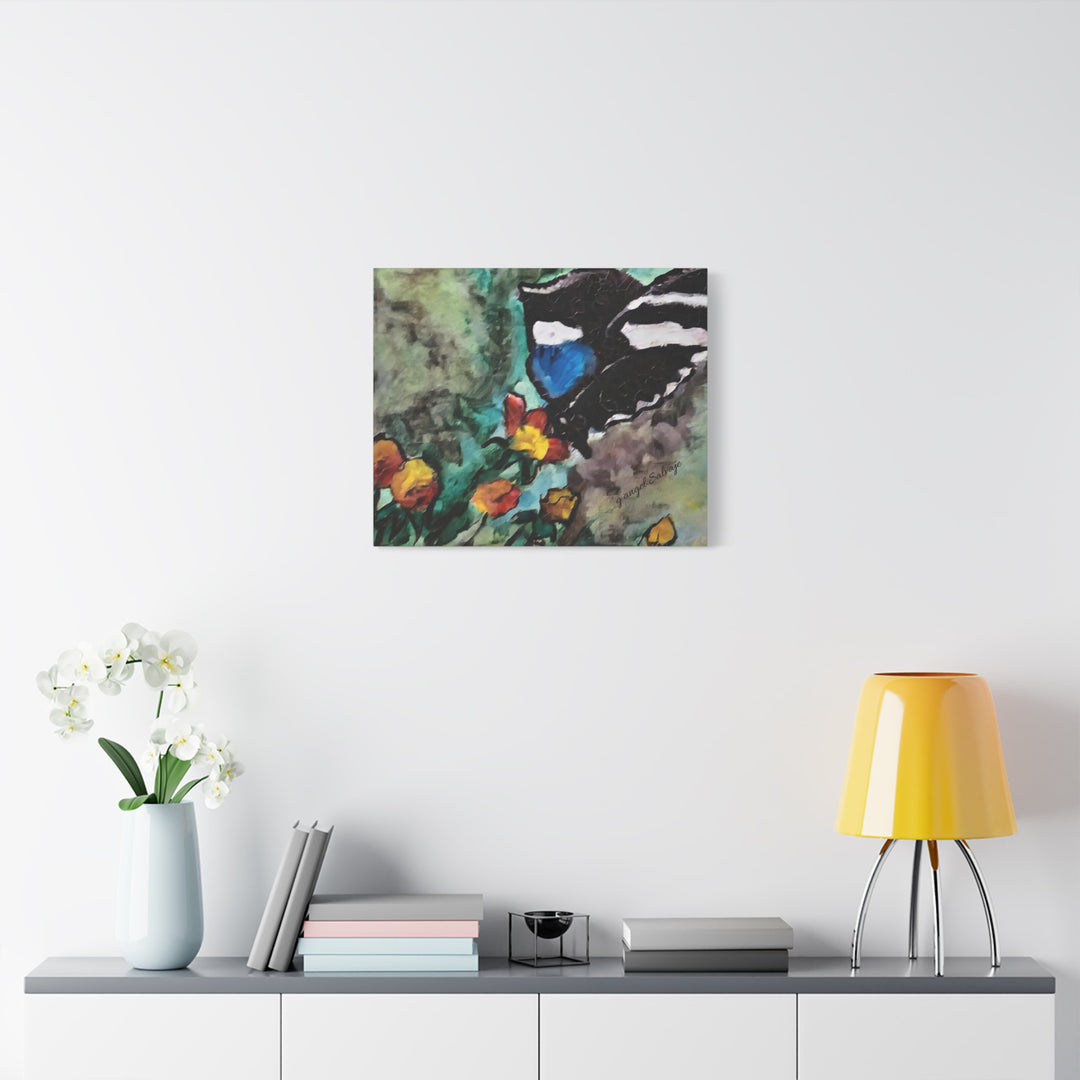 Canvas Print - Swallowtail Butterfly and Flower Painting by G Angel Salvaje