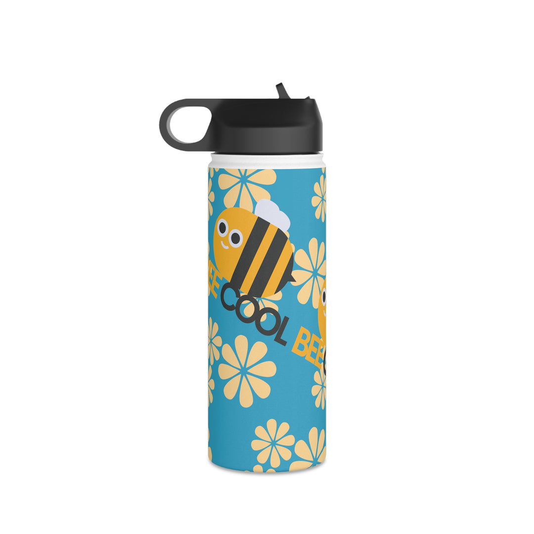 Bee Cool with Yellow Flowers Stainless Steel Water Bottle, Standard Lid