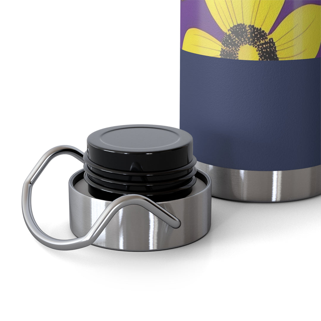 Yellow Floral on Purple, no quotes Copper Vacuum Insulated Bottle, 22oz