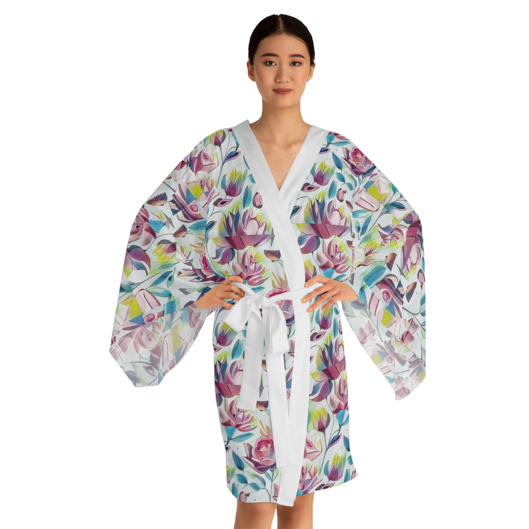 Women's Floral Phantasm Long Sleeve Kimono Robe (AOP)