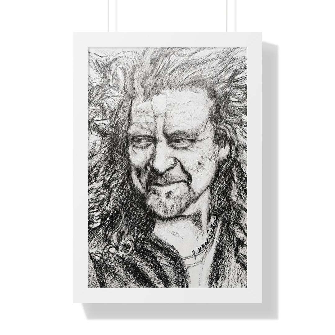 Vertical Poster - Robert Plant B&W Rock and Roll Series Framed Art Print