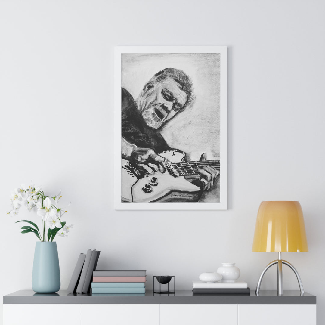 Vertical Poster, Eddie Van Halen Black and White Portrait